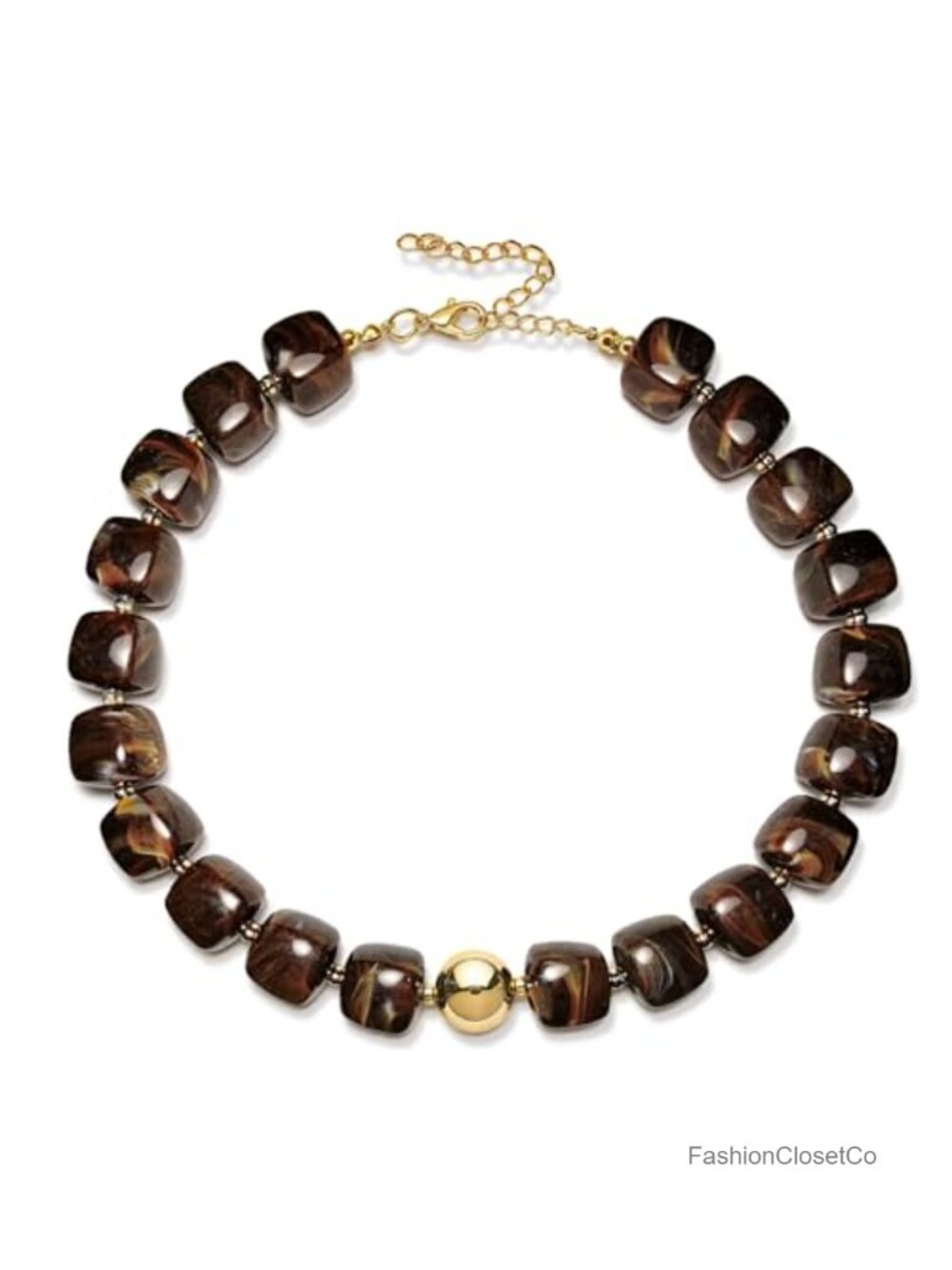 Square Resin Beaded Choker Necklace Adjustable Boho Y2k